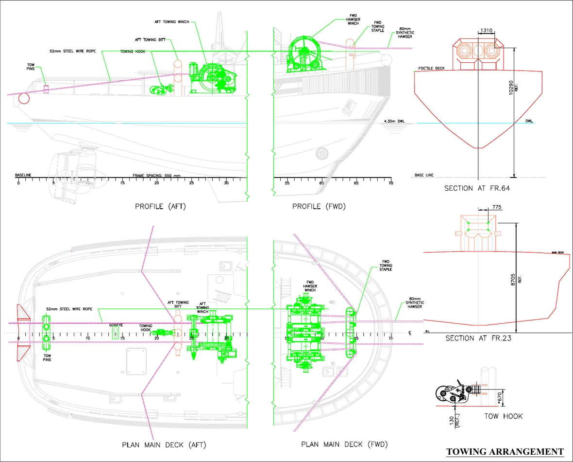 Towing Arrangement — marine drafting sample
